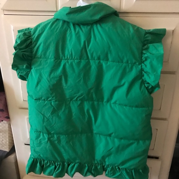 NWT Kelly Green Ruffle Puffer Vest Large - Picture 3 of 3
